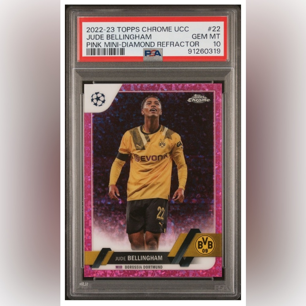 2022 Topps Chrome UCC Jude Bellingham Pink Mini Diamond Refrac #22 PSA 10